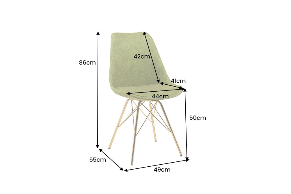 Design Stuhl SCANDINAVIA MEISTERSTÜCK grün Chenille gold Metall