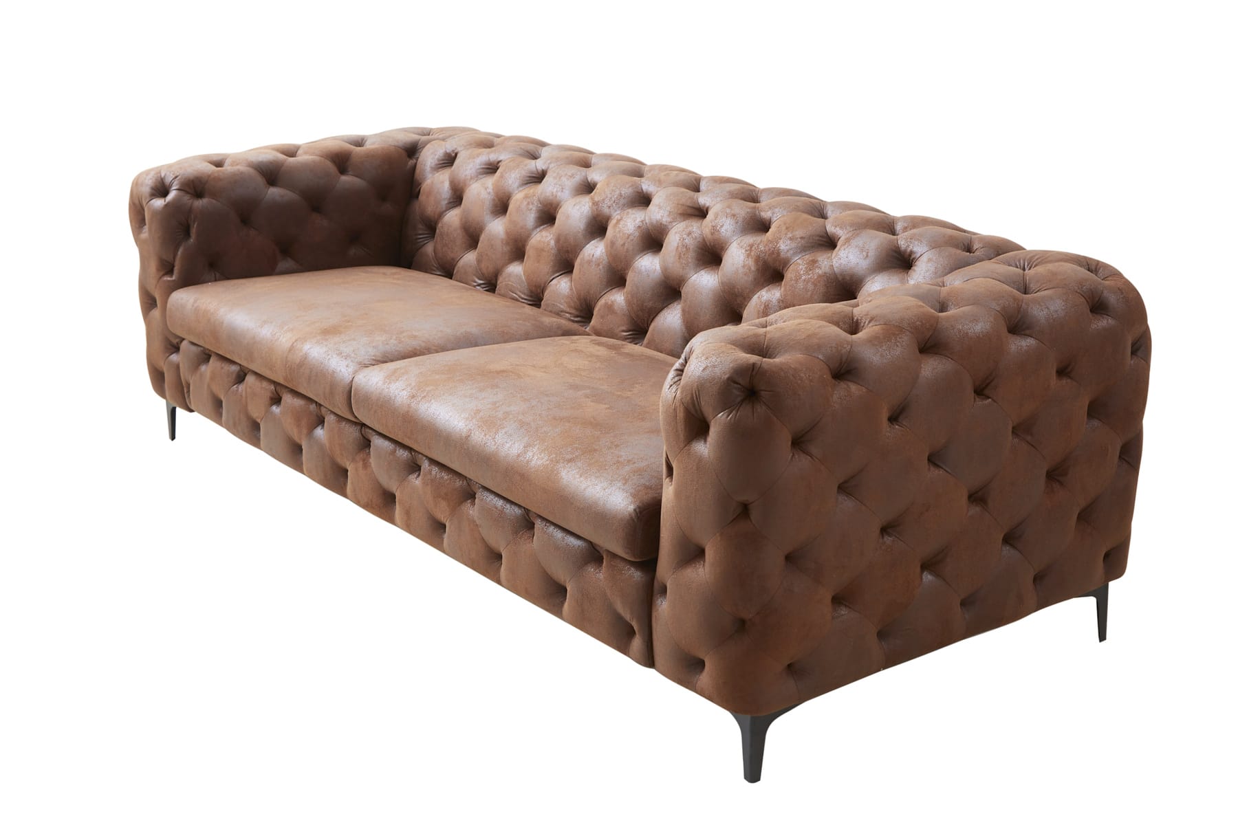 Chesterfield 3-Sitzer Sofa MODERN BAROCK 235cm antik braun Federkern Microfaser