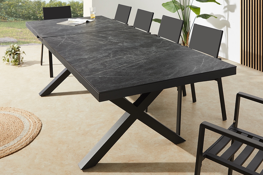 Ausziehbarer Outdoor Esstisch EMPIRE 200-250cm anthrazit Keramik Gartentisch