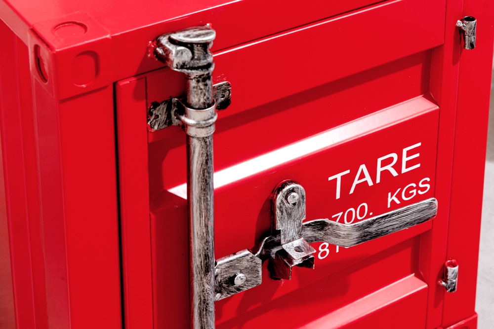 Container-Schrank GLOBETROTTER 50cm rot Metall Nachttisch Beistellschrank