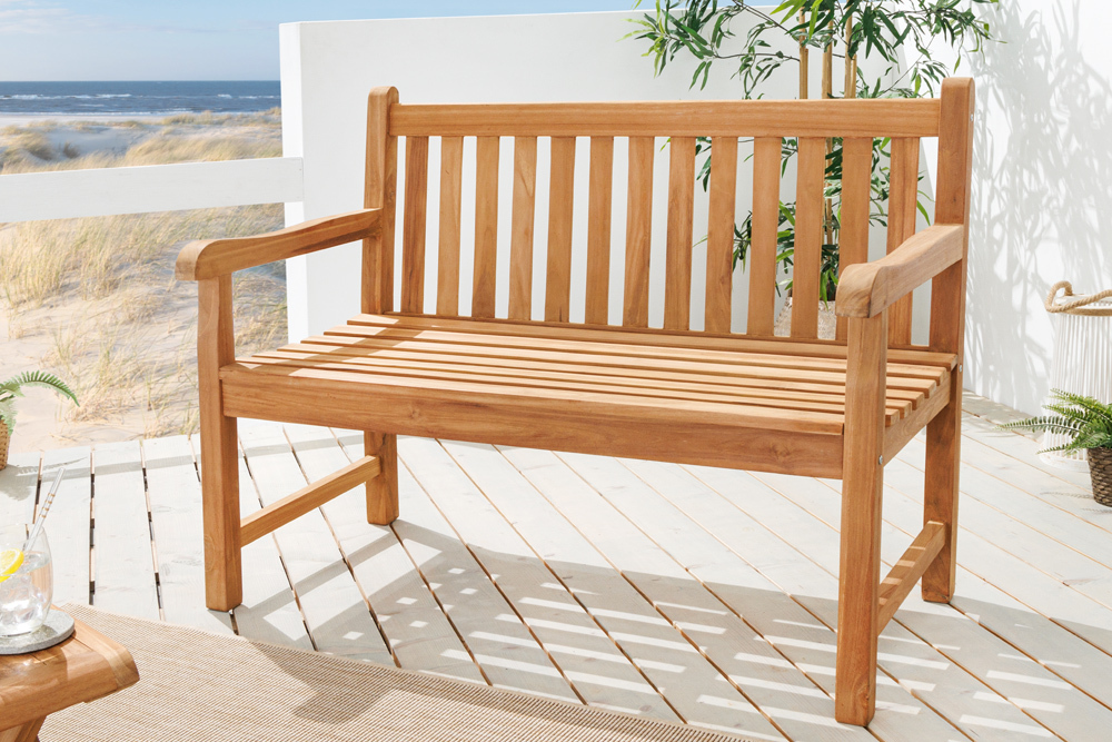 Outdoor Gartenbank EMPIRE TEAK 120cm natur Massivholz