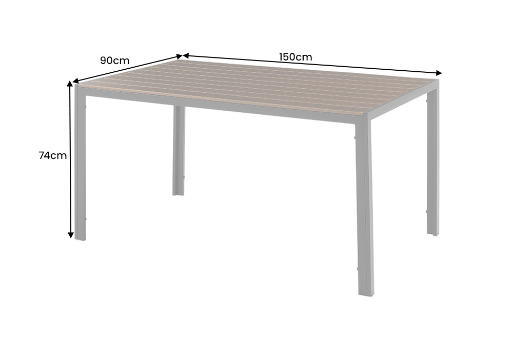 Moderner Gartentisch DESIGNO 150cm dunkelbraun schwarz Aluminium wetterfest