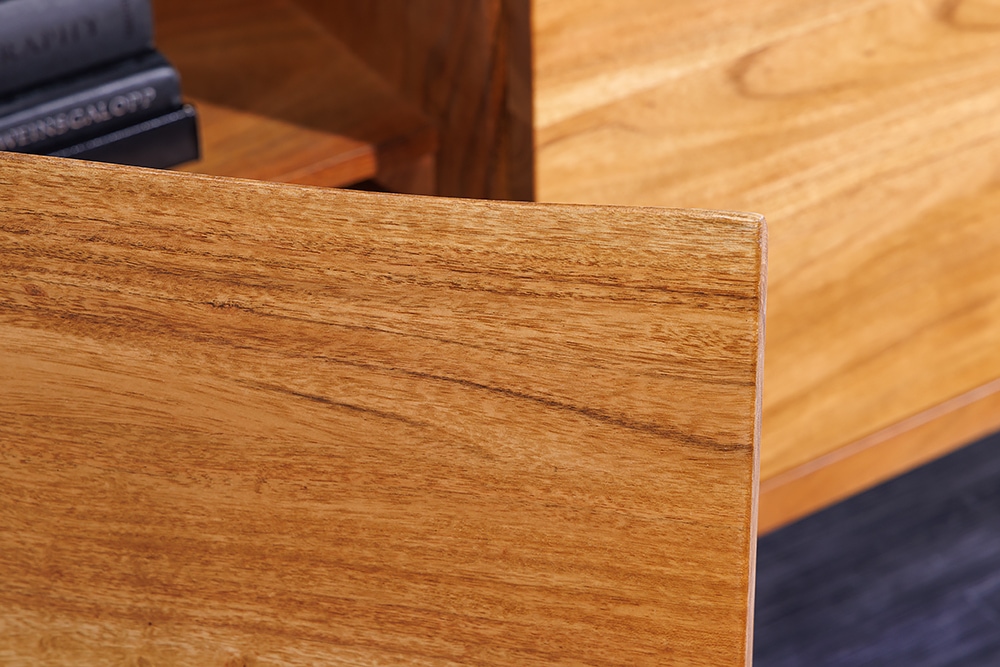 Massivholz Sideboard MAMMUT 160cm Akazie honey finish Metall Baumkante mit Schubladen