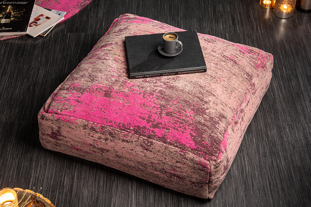 Design Bodenkissen XL MODERN ART 70cm rot pink abstraktes Muster Sitzpouf