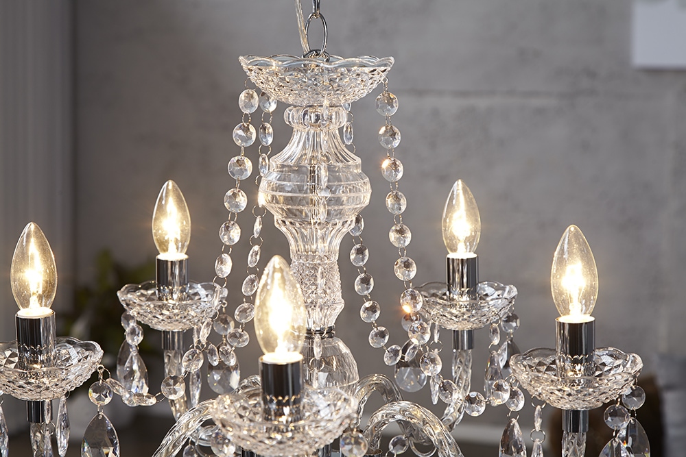 Eleganter Kronleuchter CRYSTAL 55cm klar Acryl 5-armig Lüster