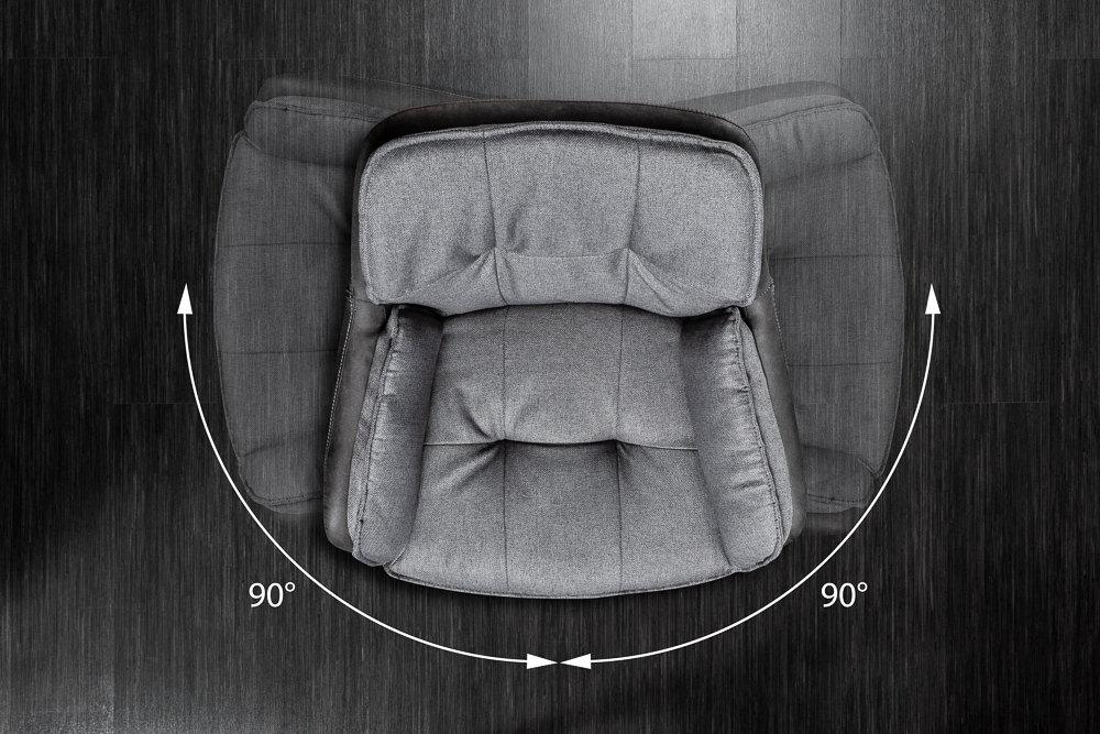 Drehbarer Design Stuhl MR. LOUNGER anthrazit grau Microfaser Flachgewebe mit Armlehne