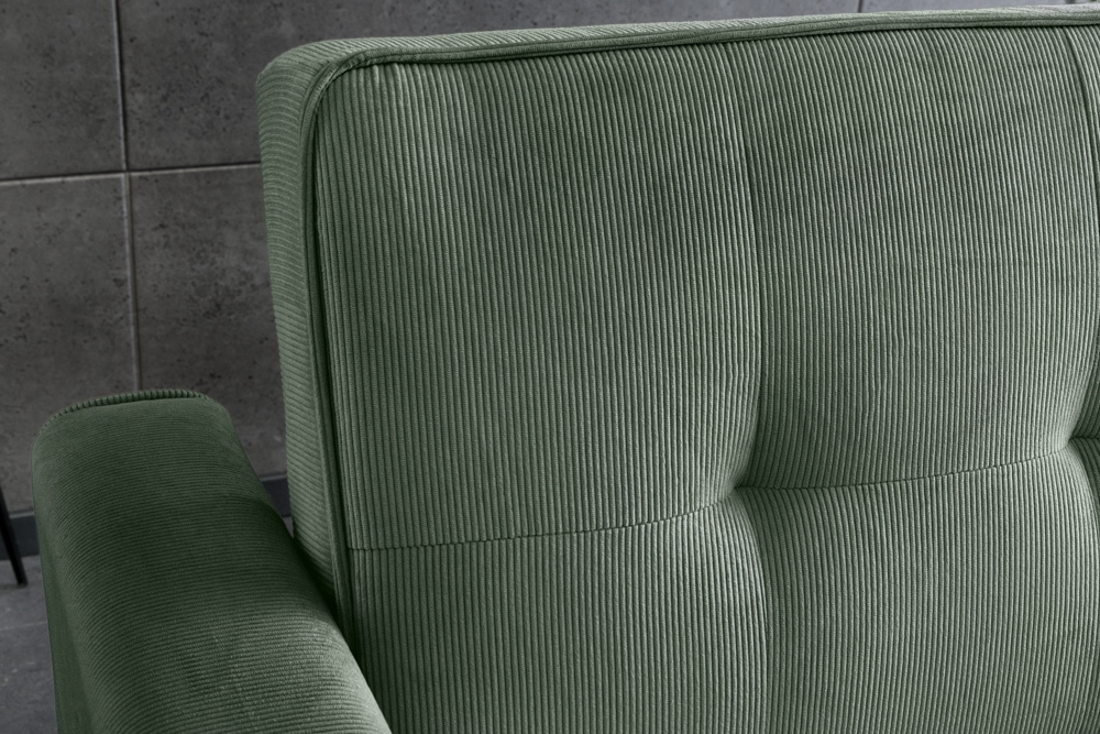 Ausziehbares Schlafsofa SMART 180cm grün Cord 2-Sitzer Couch mit Nosagfederung