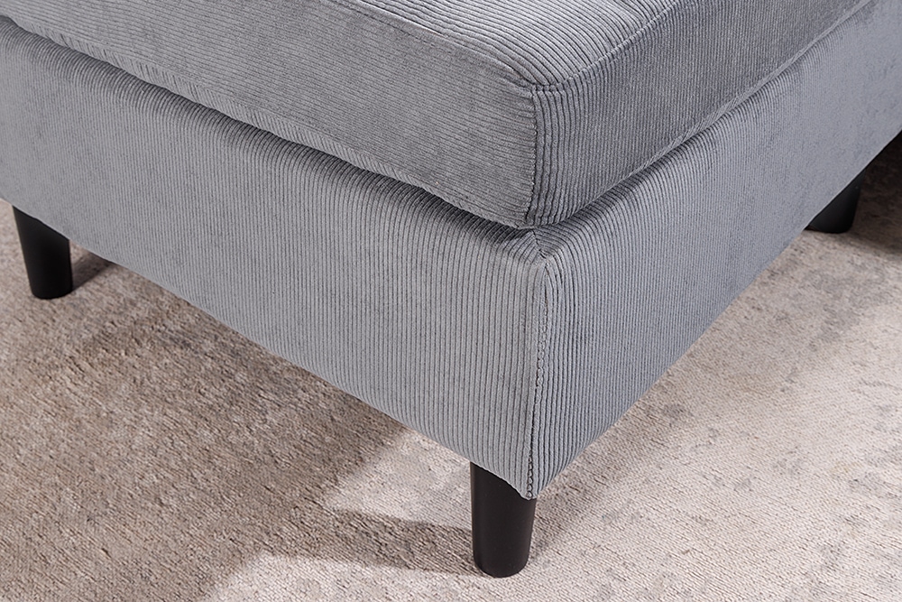 Modernes Ecksofa STOCKHOLM 220cm grau Cordstoff Federkern 3-Sitzer-Sofa