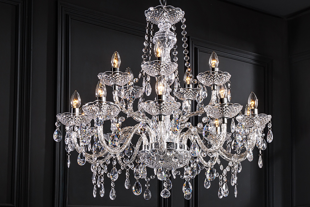 Design Kronleuchter CRYSTAL XL 80cm klar Acryl 15-armig Lüster
