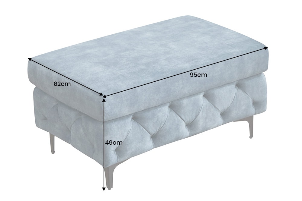 Chesterfield Sitzhocker MODERN BAROCK 95cm petrol Samt Fußhocker