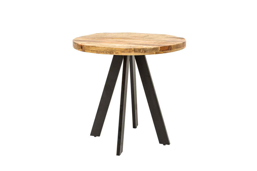 Massiver Esstisch IRON CRAFT 80cm rund natur Mangoholz