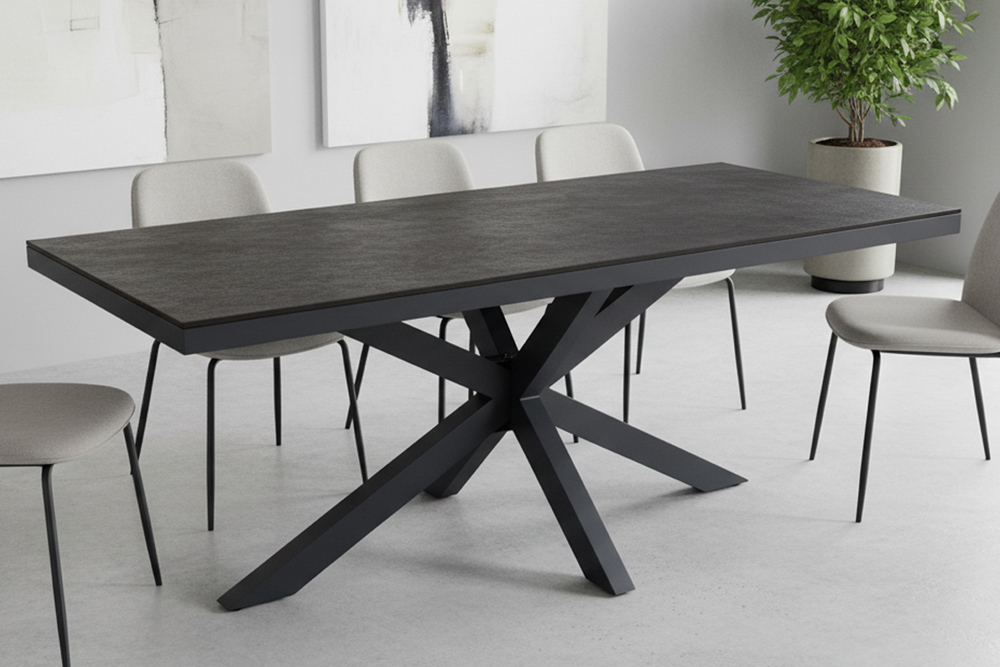 In- und Outdoor Esstisch GALAXIE 180cm anthrazit Keramik Aluminium Gartentisch