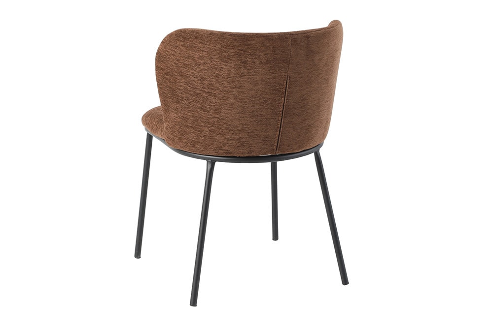 Design Stuhl LYON braun Chenille schwarze Metallbeine