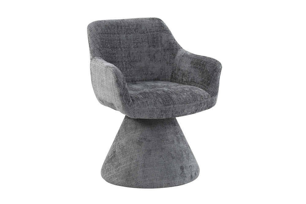 Drehbarer Stuhl AMBIENTO grau Bouclé 180° mit Auto-Return Polsterstuhl