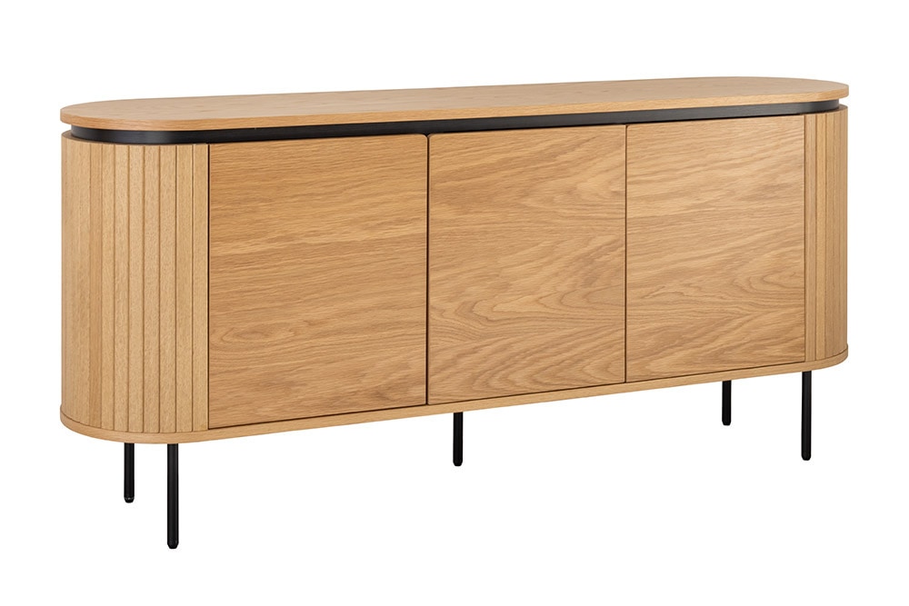 Modernes Sideboard ATELIER 160cm natur Eiche schwarz Metall vier Fächer