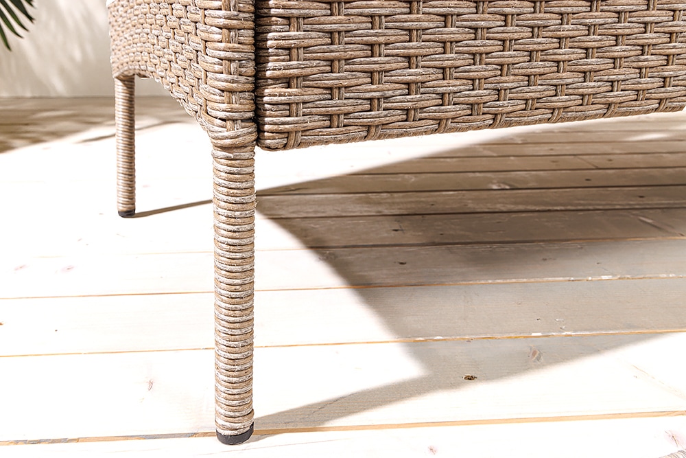 Moderne Gartenbank PORTOFINO 140cm natur beige Polyrattan Sitzbank mit Tisch wetterfest