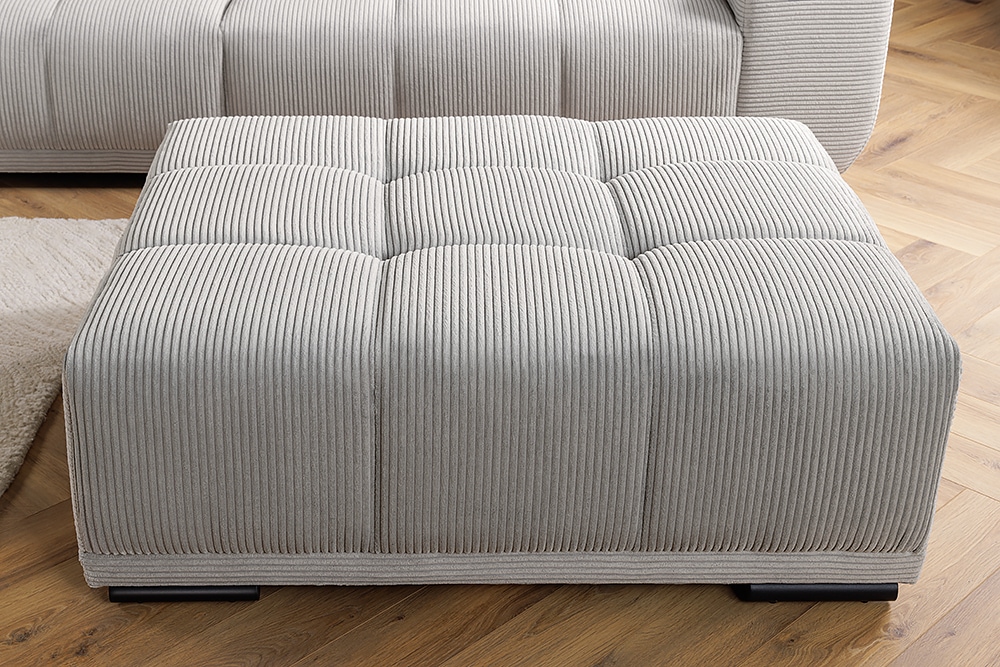 Moderner Hocker ELEGANCIA 110cm champagner beige Cord Fußhocker Sitzhocker