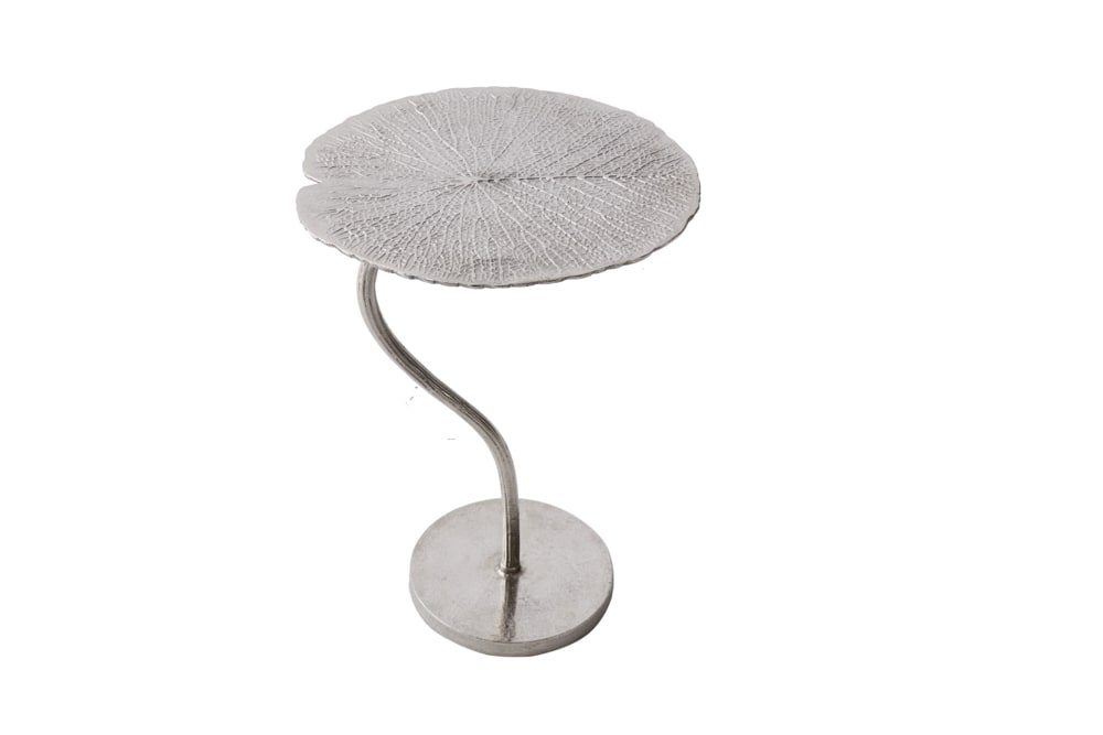 Handgearbeiteter Beistelltisch ABSTRACT LEAF 40cm silber