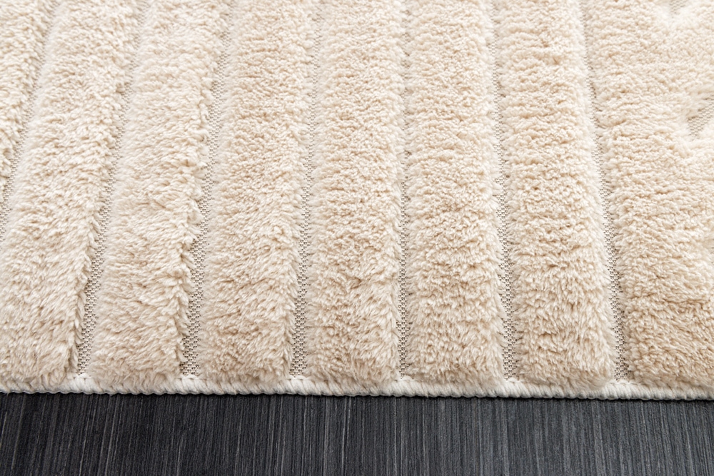 3D strukturierter Kurzflor Teppich ART DECO 230x160cm beige Hoch-Tief-Effekt