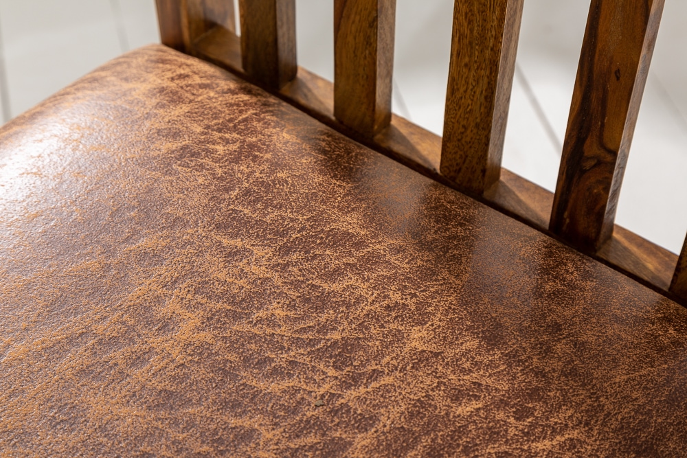 Massivholz Stuhl MAKASSAR braun Sheesham stone finish Esszimmerstuhl gepolstert