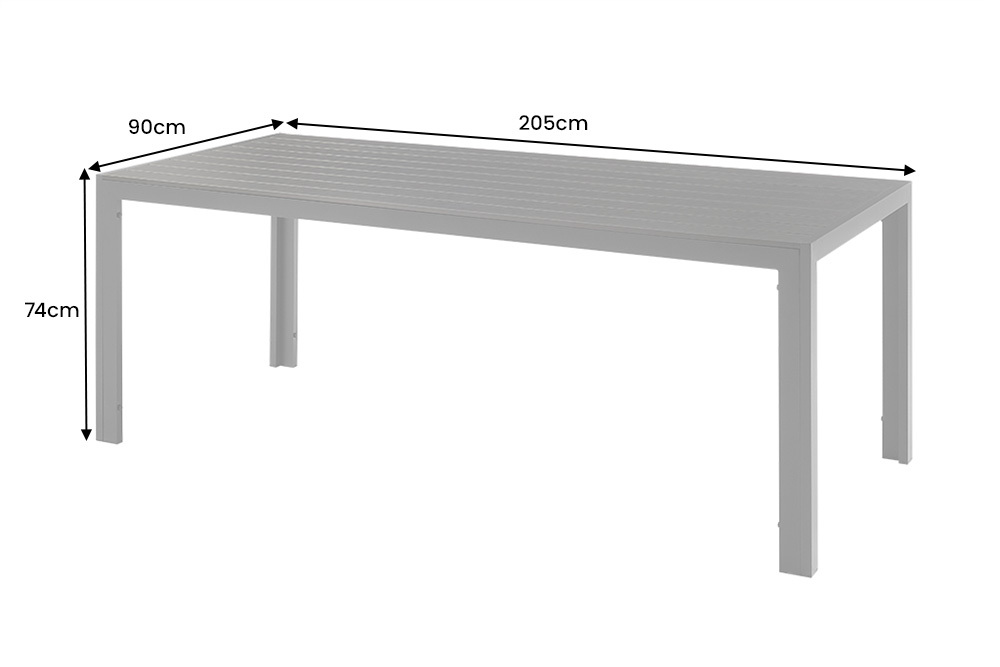 Moderner Gartentisch DESIGNO 205cm anthrazit schwarz Aluminium wetterfest