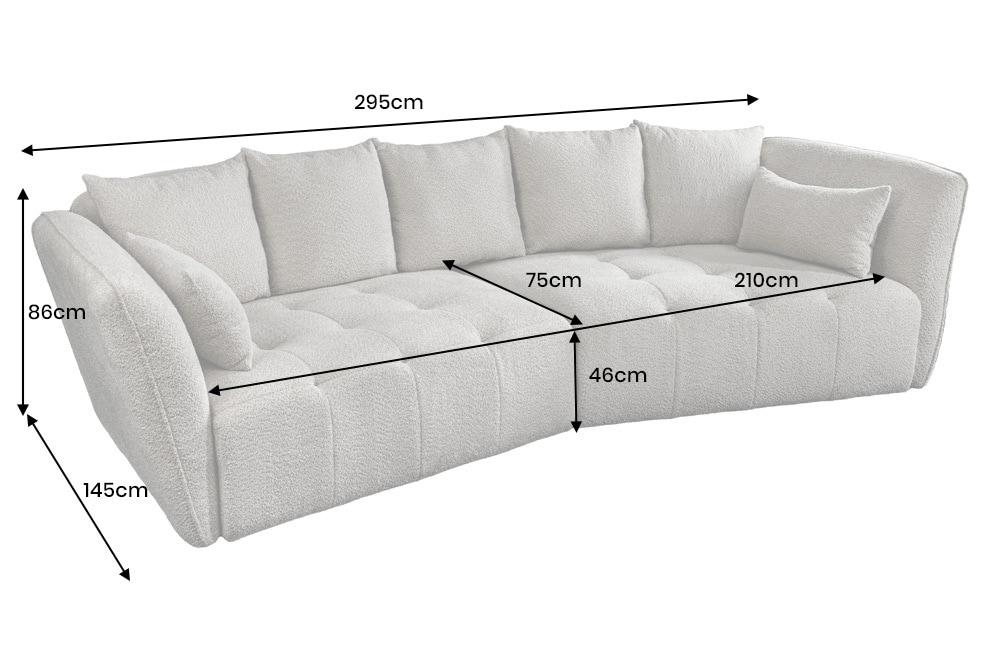 Modernes Big Sofa ROYAL 295cm greige Veloursstoff Federkern XXL-Couch