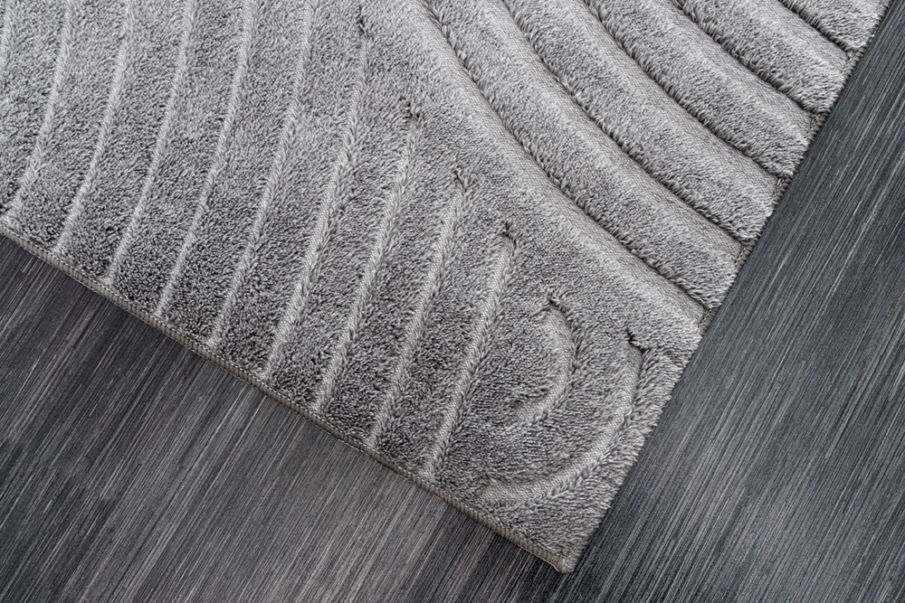 3D strukturierter Kurzflor Teppich ART DECO 230x160cm grau Hoch-Tief-Effekt