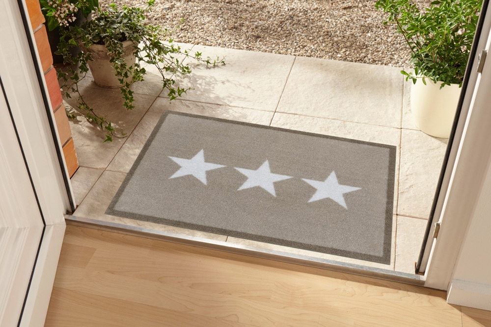 Waschbare Fußmatte STARS 70x50cm beige creme Fußabtreter mit Stern-Motiv » Jetzt kaufen