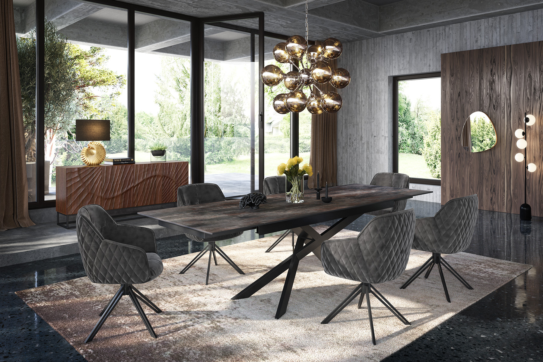 Moderner Wandspiegel NOEMI 70cm natur Eiche Massivholz handmade asymmetrisches Design