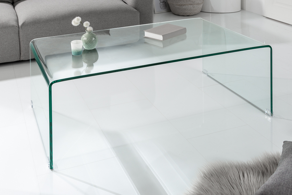 Extravaganter Glas Couchtisch FANTOME 110cm transparent