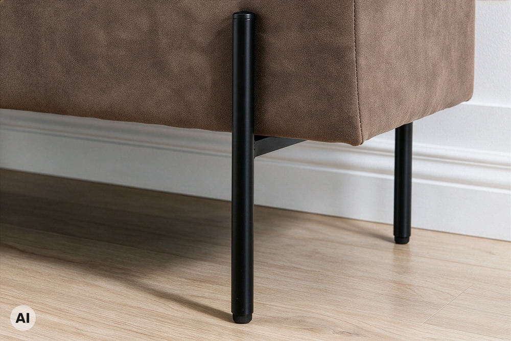Truhenbank LOFT 100cm antik taupe Microfaser Sitzbank mit Stauraum Metall schwarz