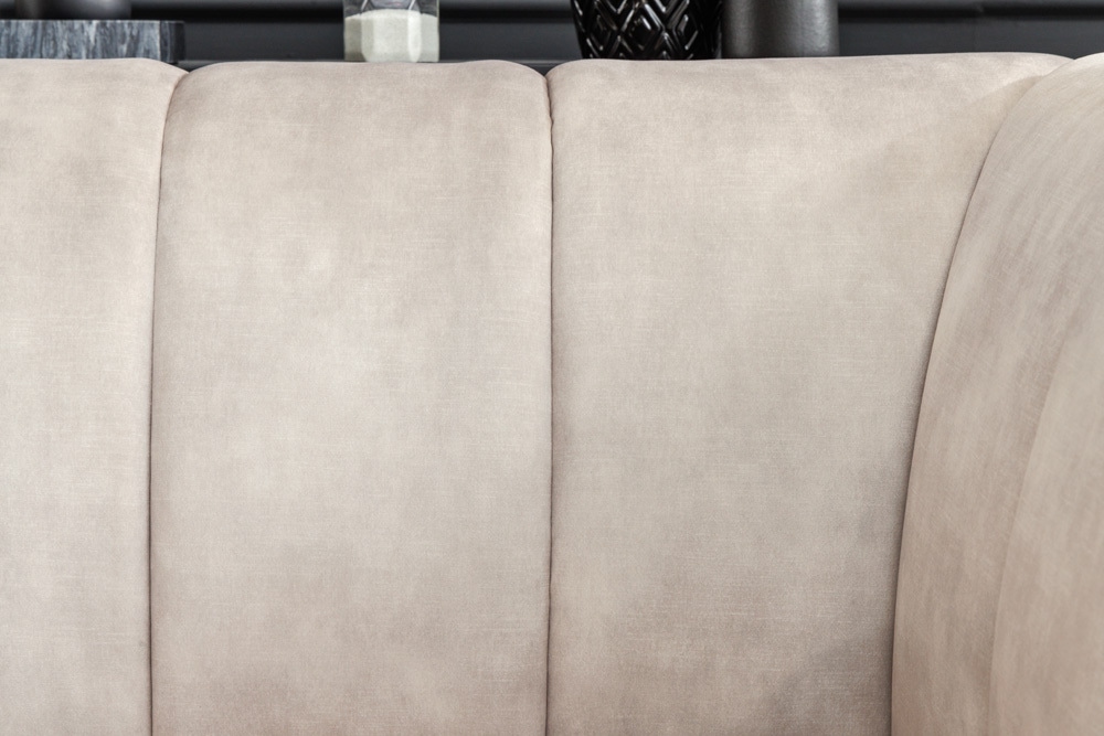 Retro Sessel NOBLESSE 105cm champagner beige Samt mit Ziersteppung