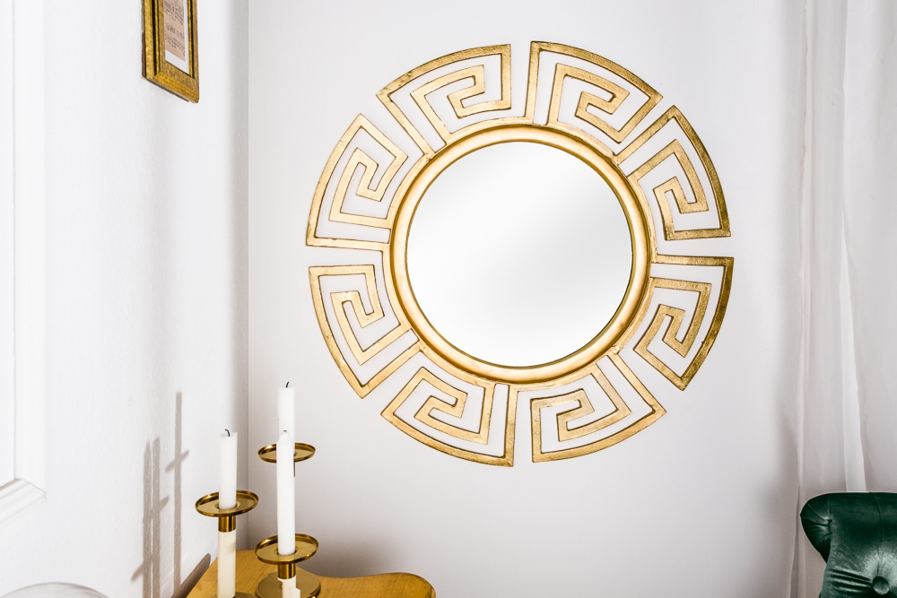 Glamouröser Design Spiegel EUPHORIA XL 85cm gold Wandspiegel Handarbeit aus Metall