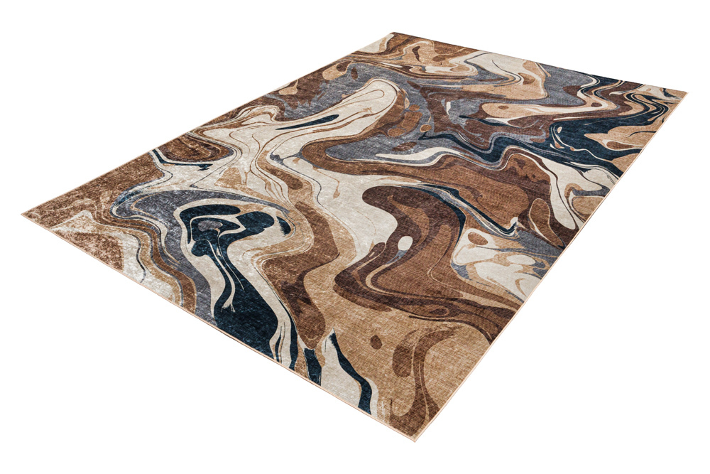 Moderner XXL Teppich EARTH 350x235cm braun beige blau Flachgewebe Indoor-Teppich
