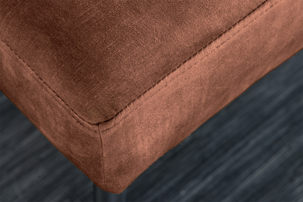 Design Sitzbank BOUTIQUE 100cm rostbraun Samt schwarze Metallbeine Polsterbank