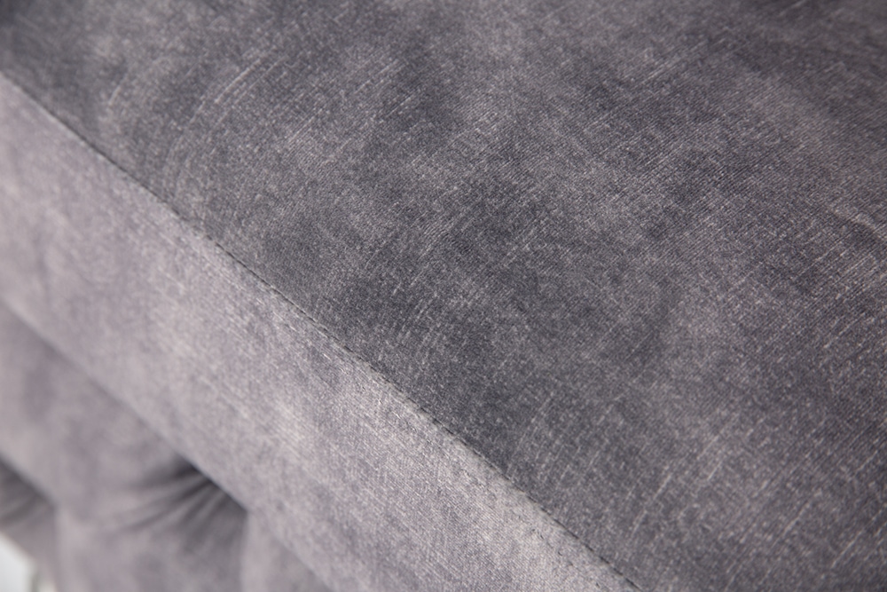Chesterfield Hocker MODERN BAROCK 90cm dunkelgrau Samt Sitzhocker Fußhocker