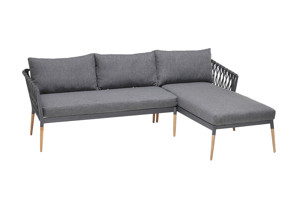 Outdoor Gartenlounge IPANEMA 240cm anthrazit Aluminium Teakholz wetterfest