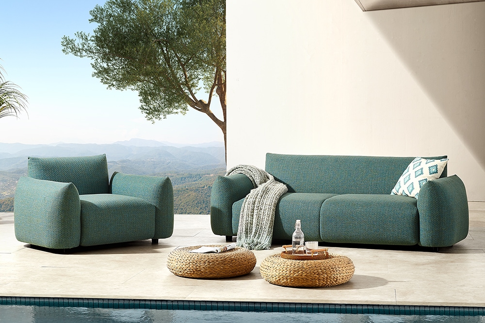 In- und Outdoor Gartensessel SEAHAWK türkis Aluminium Olefin 1-Sitzer Sofa wetterfest