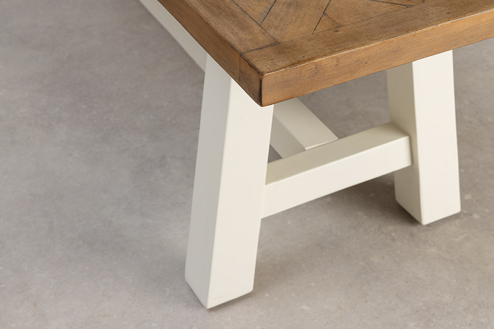Massive Sitzbank HAMPTONS 160cm hellbraun creme Pinienholz