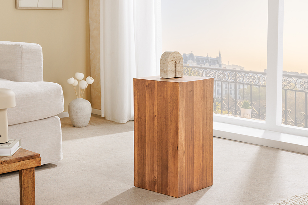 Massivholz Dekosäule COLUMNA 50cm braun Akazie Beistelltisch Massivholz Dekosäule COLUMNA 50cm braun Akazie Beistelltisch
