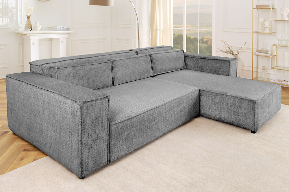 Modernes Ecksofa BOSSA NOVA 265cm grau Chenille 3-Sitzer Couch L-Form » Jetzt kaufen