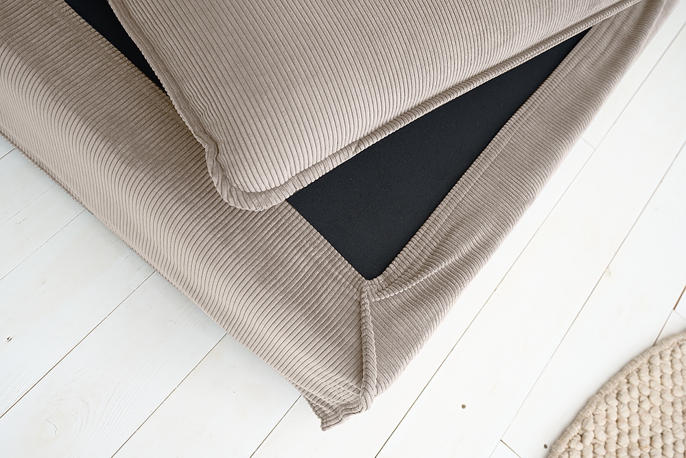 Großer Sitzhocker HEAVEN 100cm greige Cord Sofahocker abnehmbarer Bezug