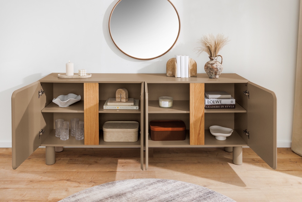 Sideboard COSMO 180cm greige Eiche Soft Close Stauraum