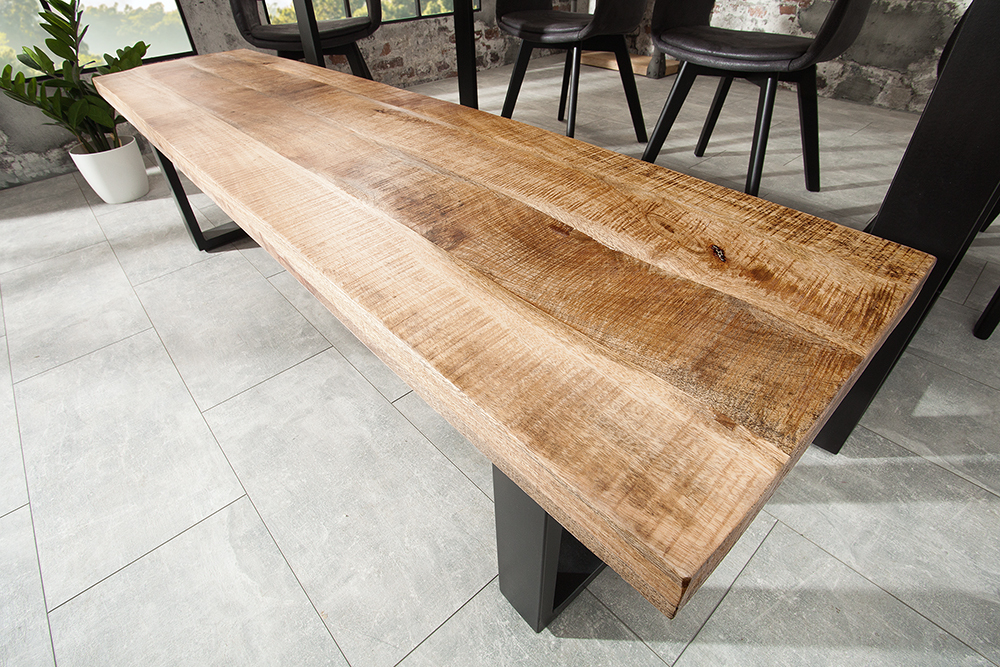 Design Sitzbank IRON CRAFT 170cm Mangoholz Eisen Industrial Design