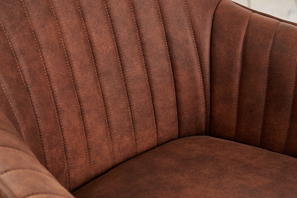 Drehbarer Design Stuhl LIVORNO vintage braun Buchenholz Beine mit Armlehnen