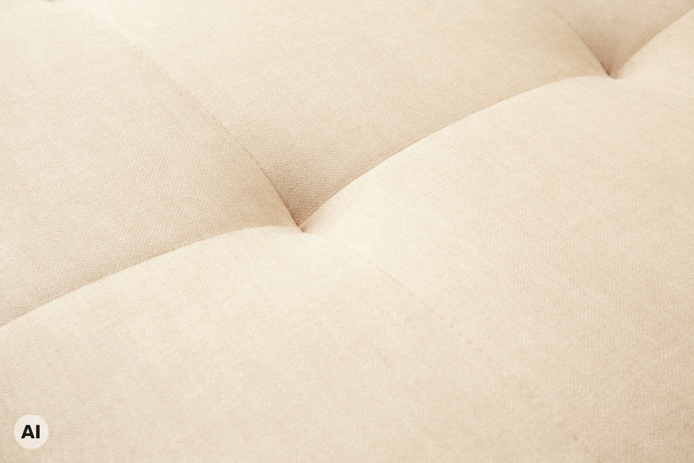 Moderne Wohnlandschaft KENT 220cm champagner beige Vogue Velours Samt Federkern mit Hocker