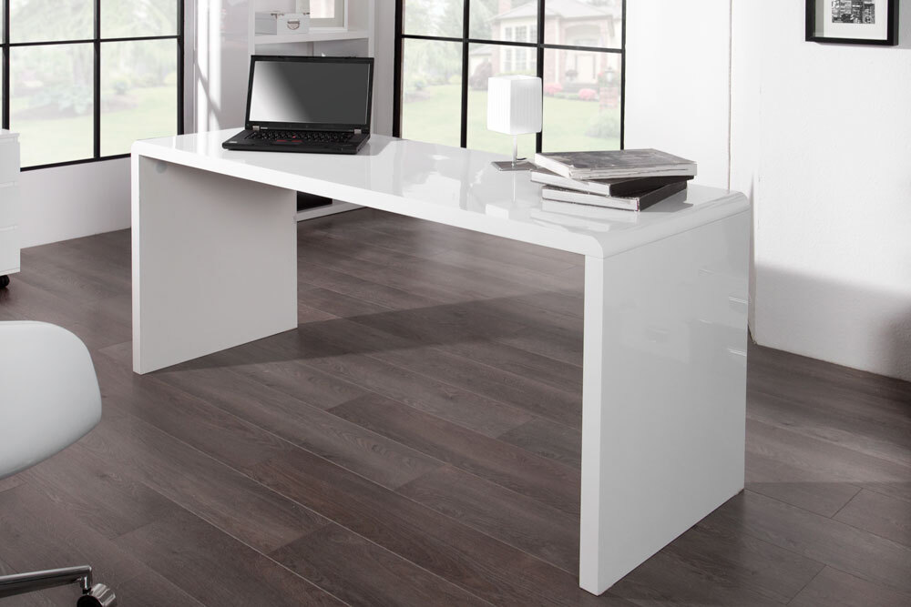 Design Schreibtisch FAST TRADE 160cm weiß Hochglanz Computertisch