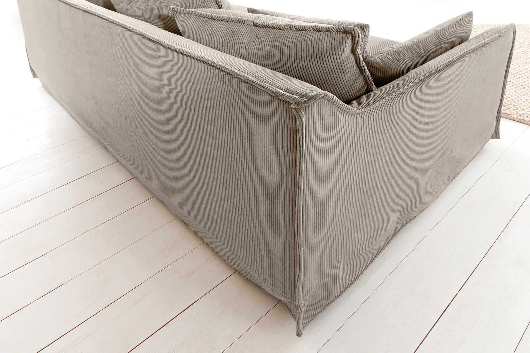 Großes 3-Sitzer Sofa HEAVEN 200cm greige Cord Federkern Hussensofa