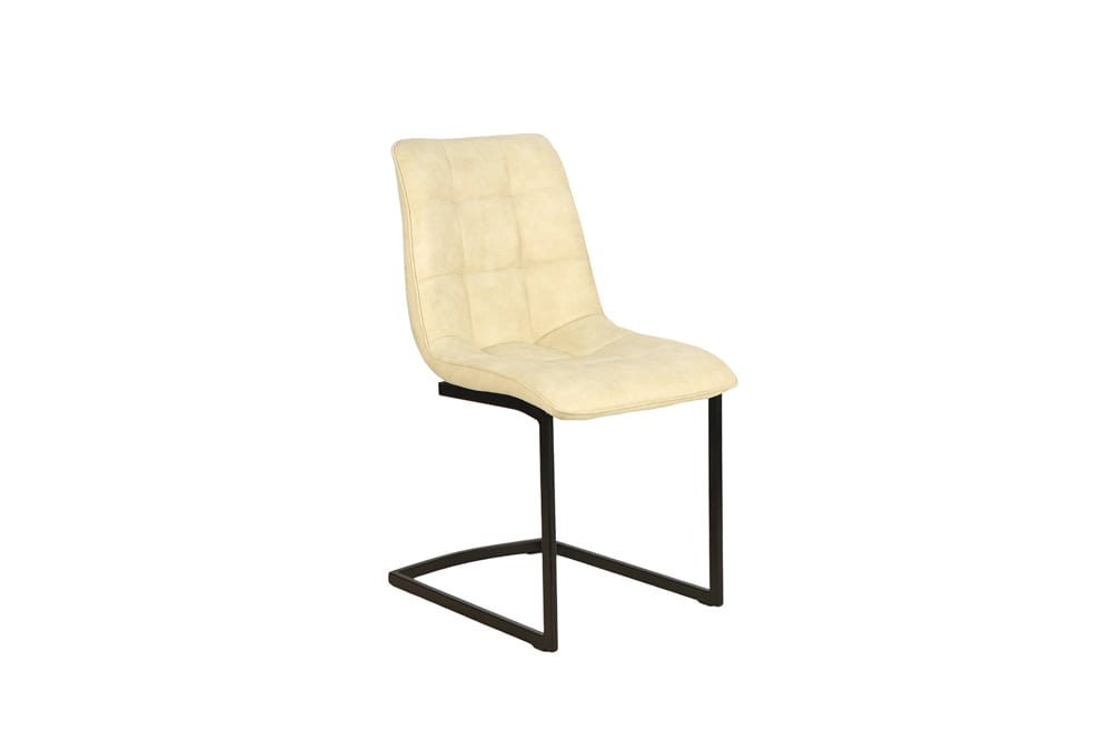 Freischwinger Stuhl MIAMI beige antik Microfaser matt schwarz Metallgestell