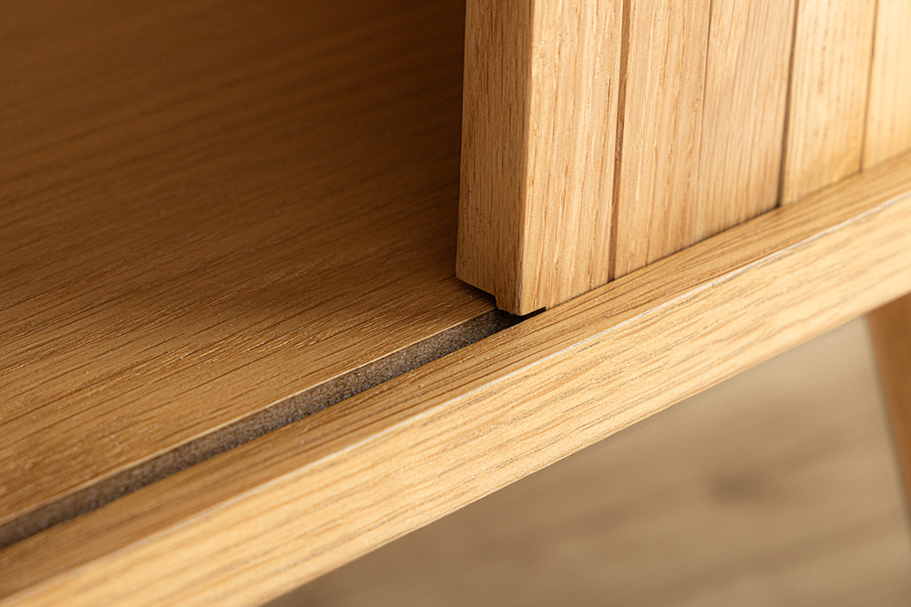Retro Sideboard VALHALLA WOOD 160cm natur Eichenholz Schiebetüren
